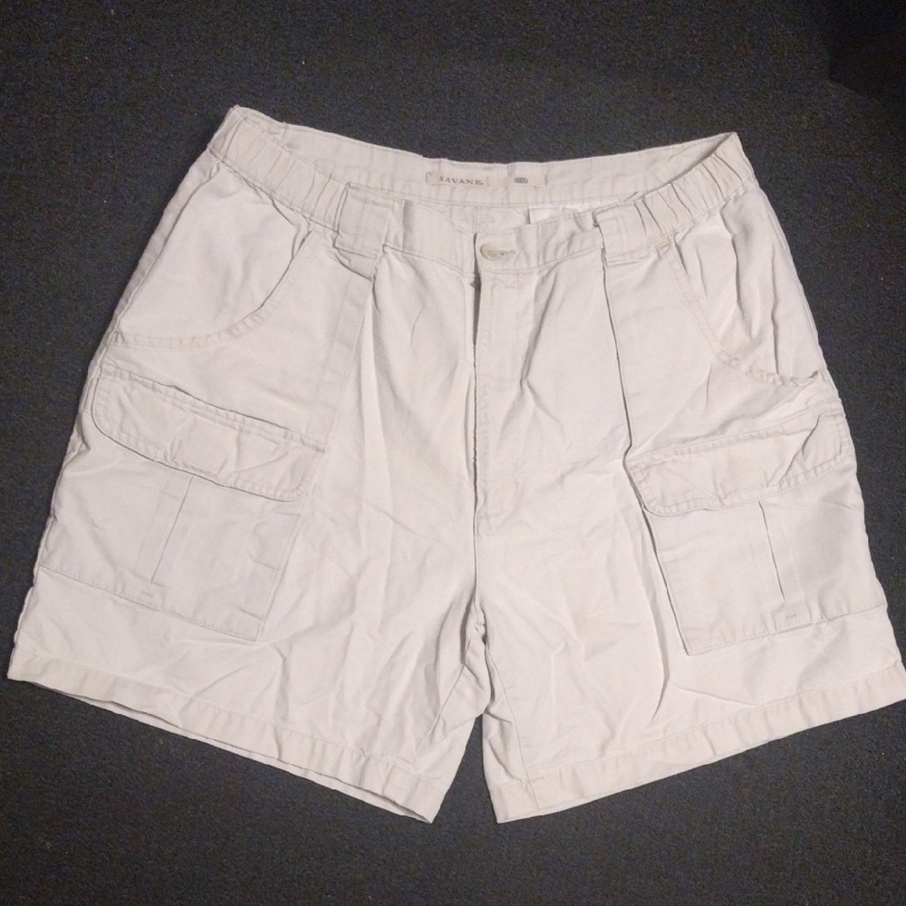 Men's White Cargo Shorts - Picture 1 of 8